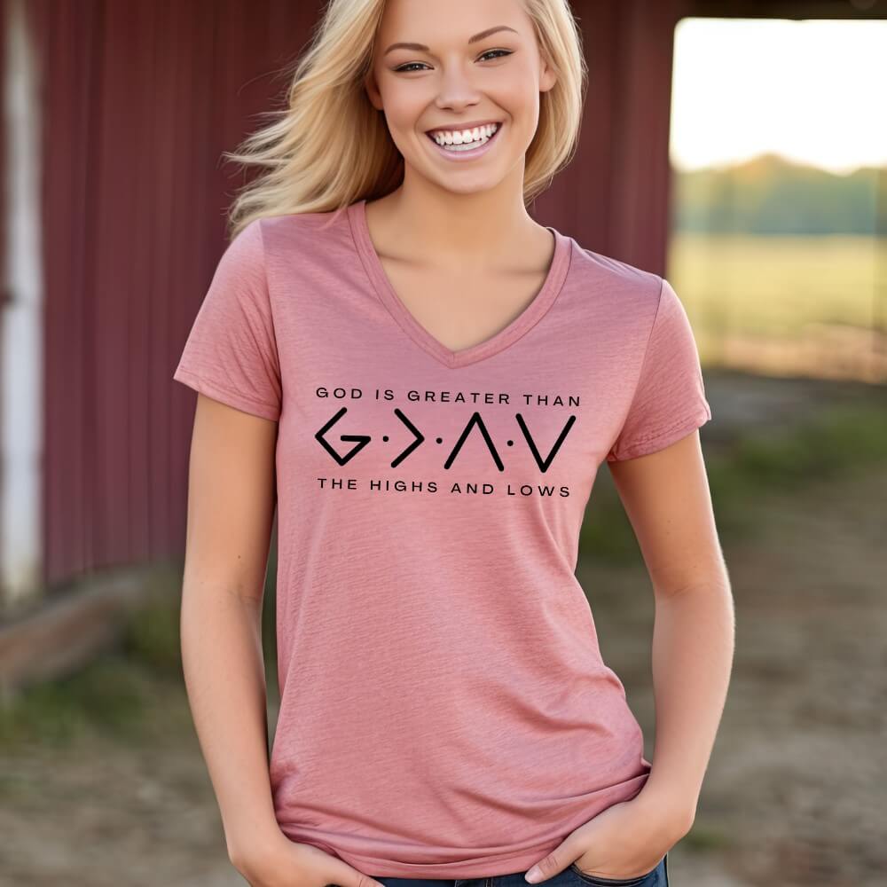 God Is Greater V-neck T-shirt
