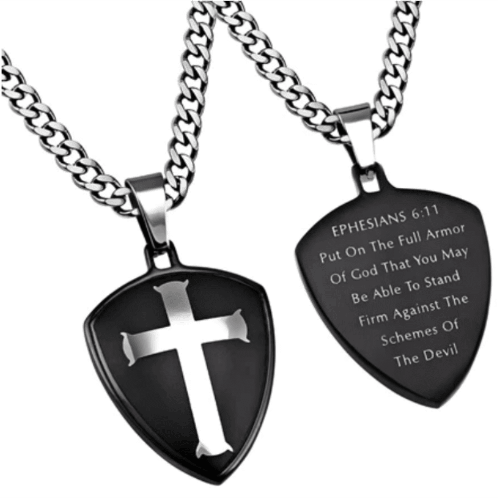 Armor of God Necklace Men&#39;s Necklace black shield