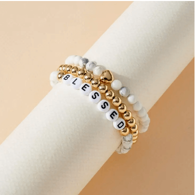 Blessed stone bracelet white wrist