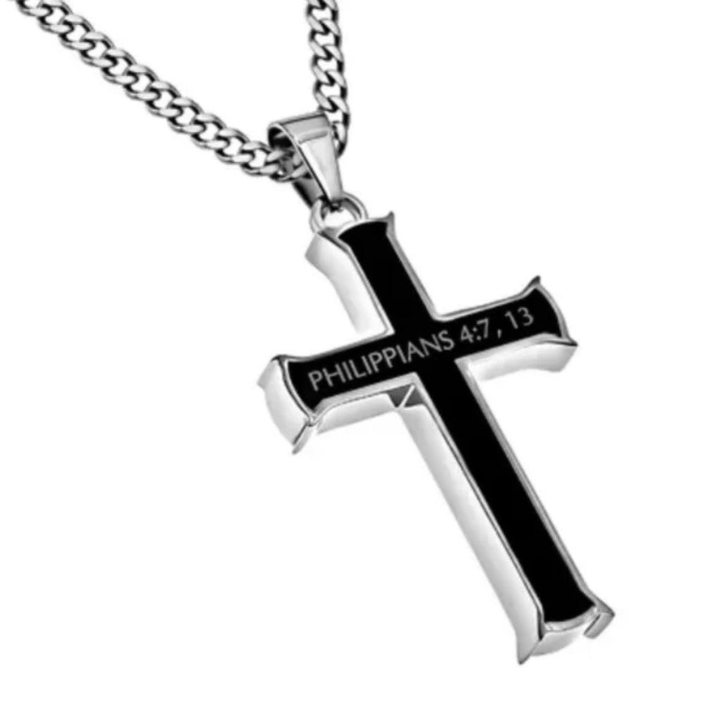 Mens Black Cross Necklace