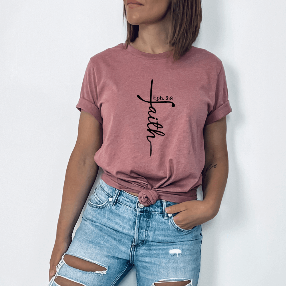 Faith cross shirt mauve