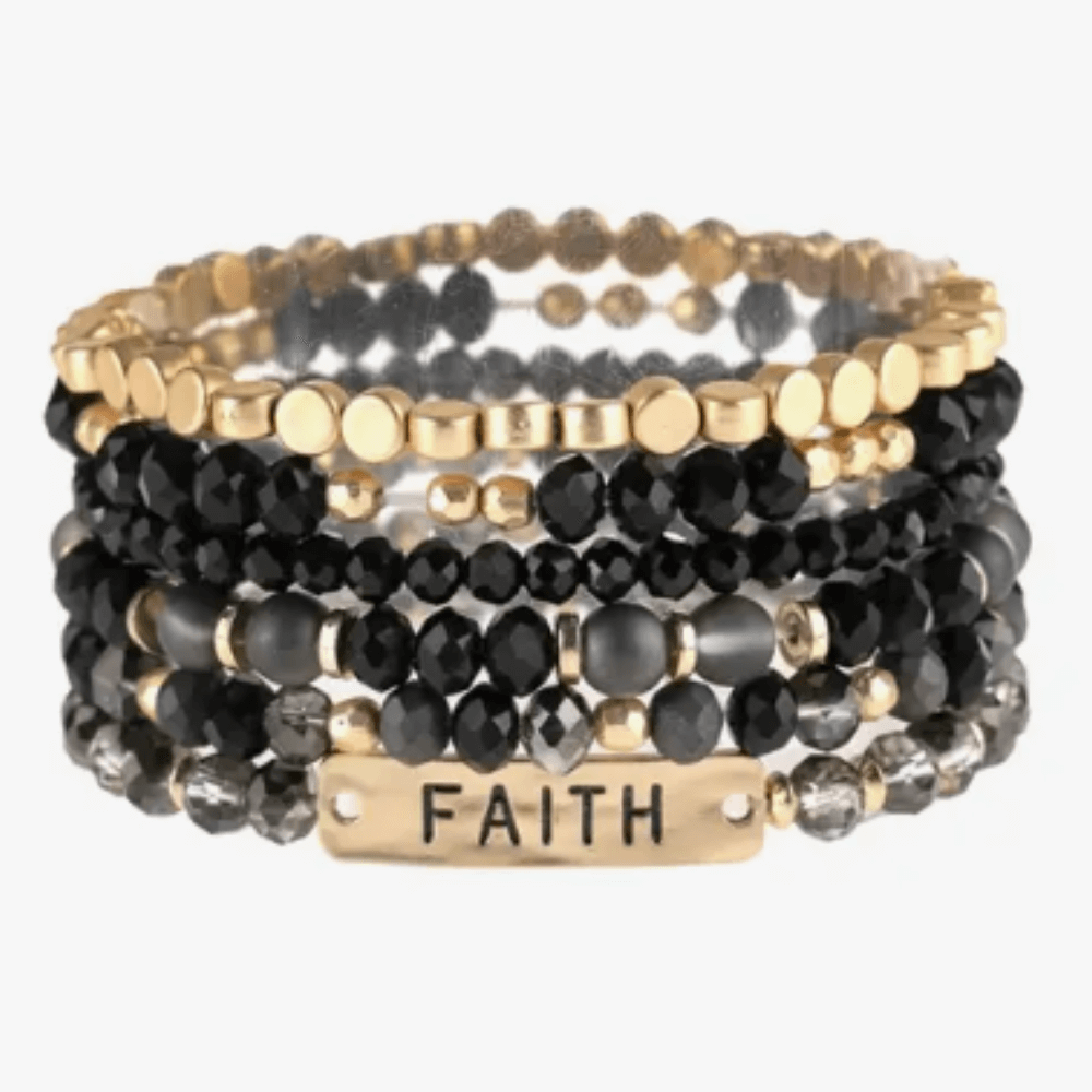 Faith stack bead bracelet black