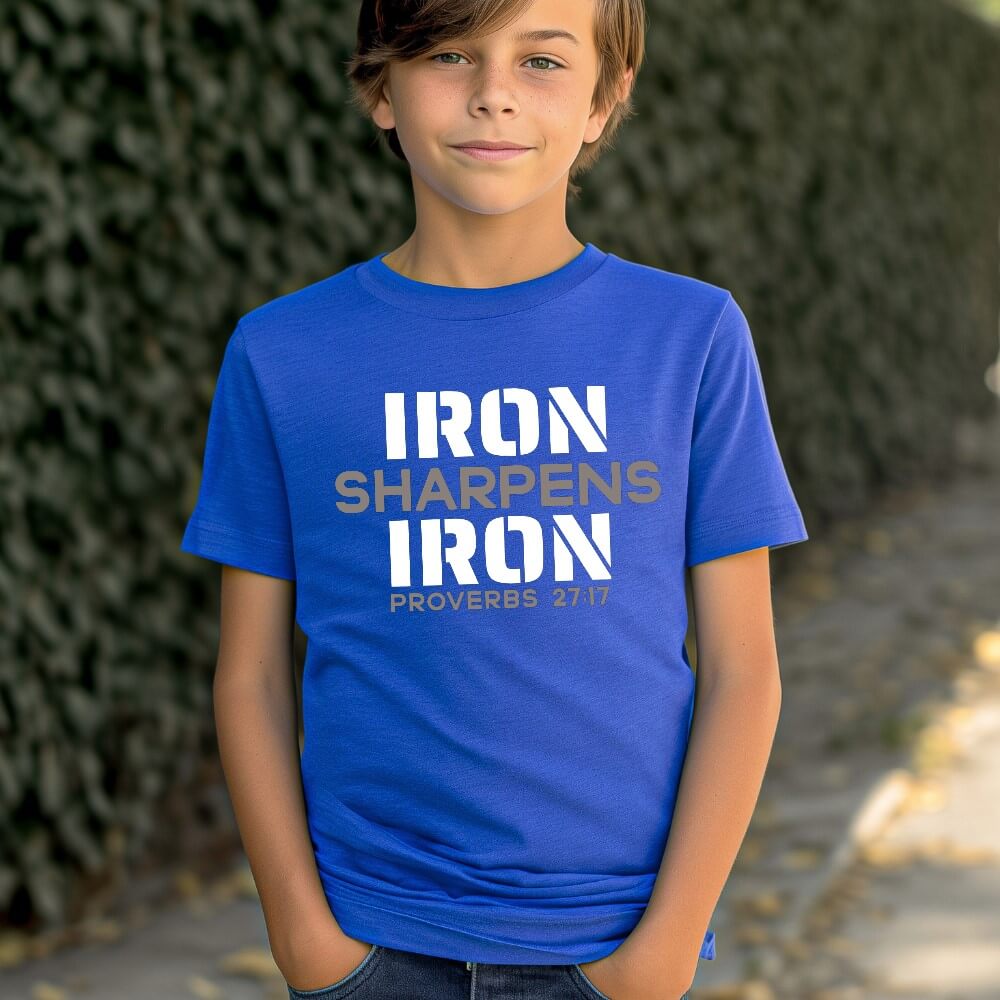 Iron Sharpens Iron Kids Shirt blue