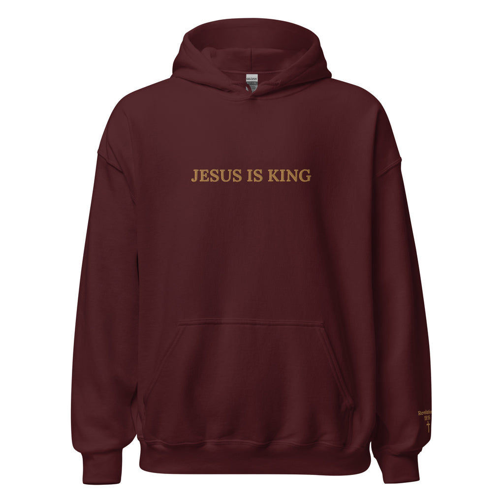 Jesus is King Embroidered Hoodie B The Light Boutique