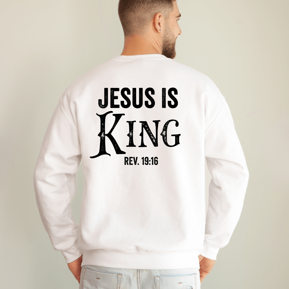 Jesus is king white sweatshirt sale