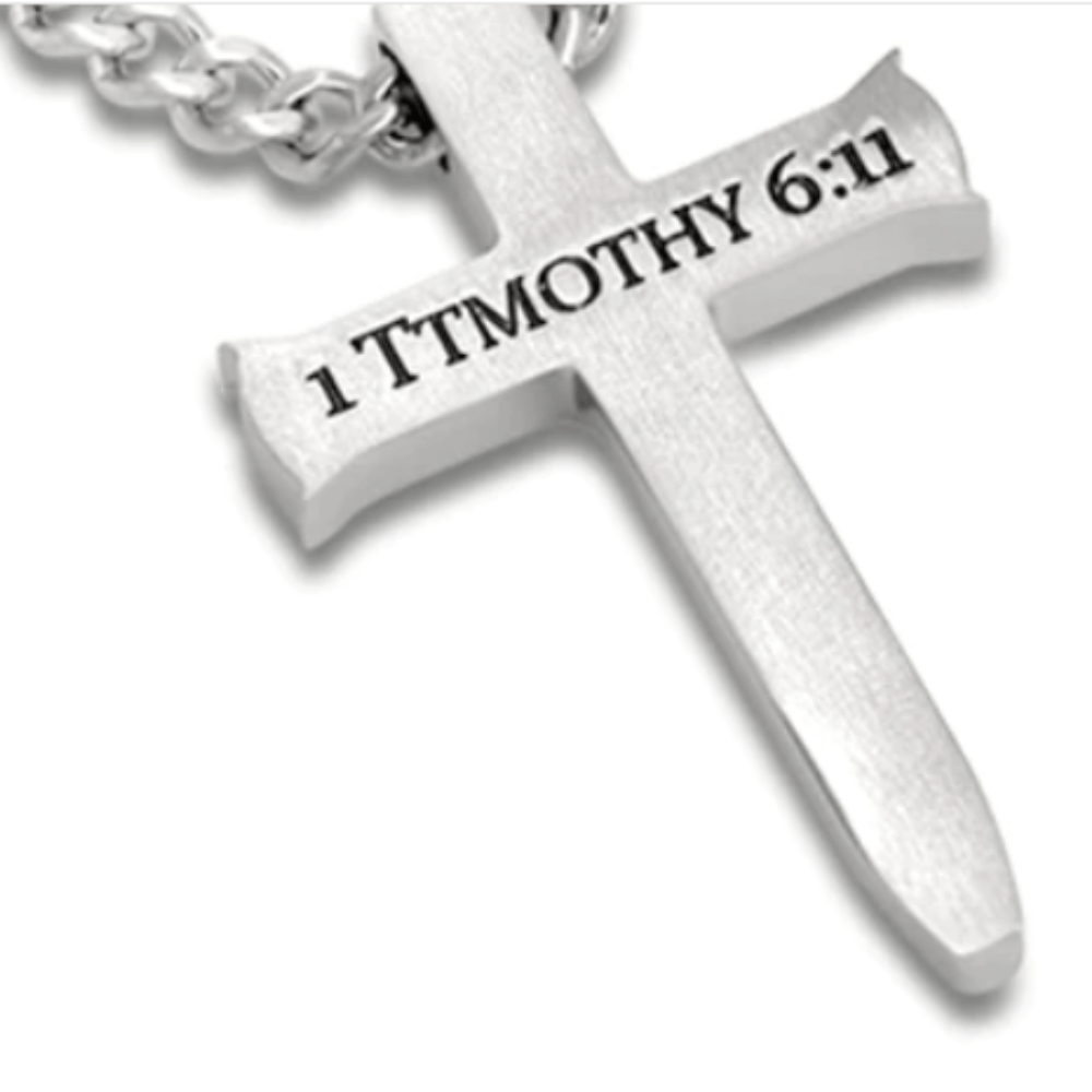 Man of God necklace back engraved Bible verse