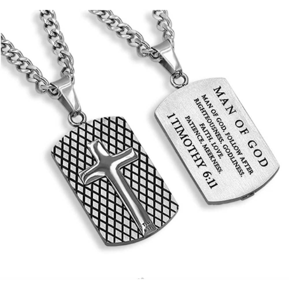 Mens Shield Cross Necklace Man of God