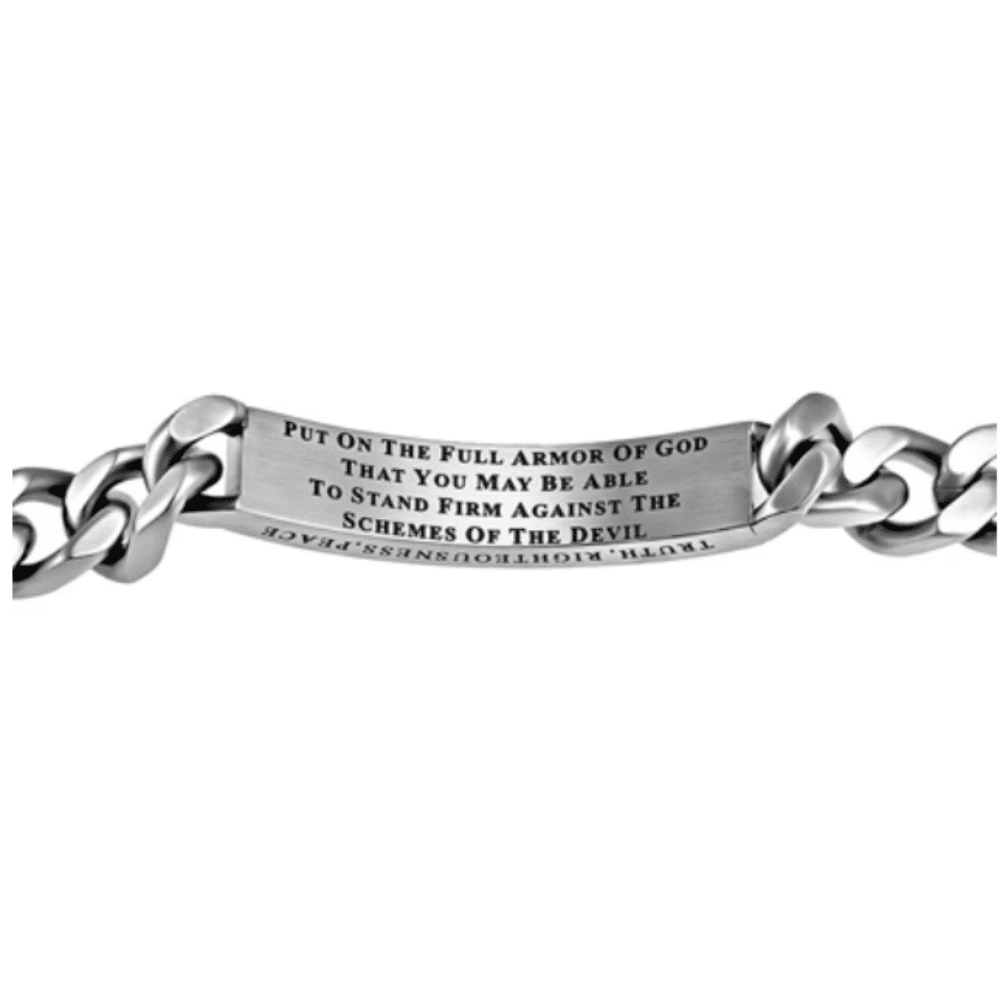 Men&#39;s Silver sport bracelet Armor of God back