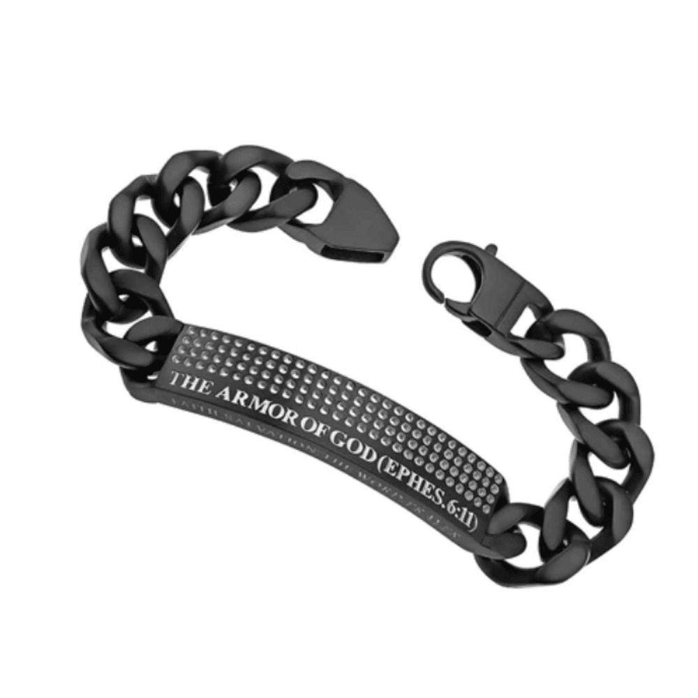 Men&#39;s Sport black Bracelet Armor of God face