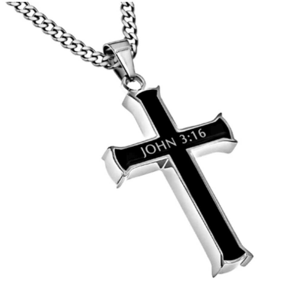 Mens black cross necklace John316