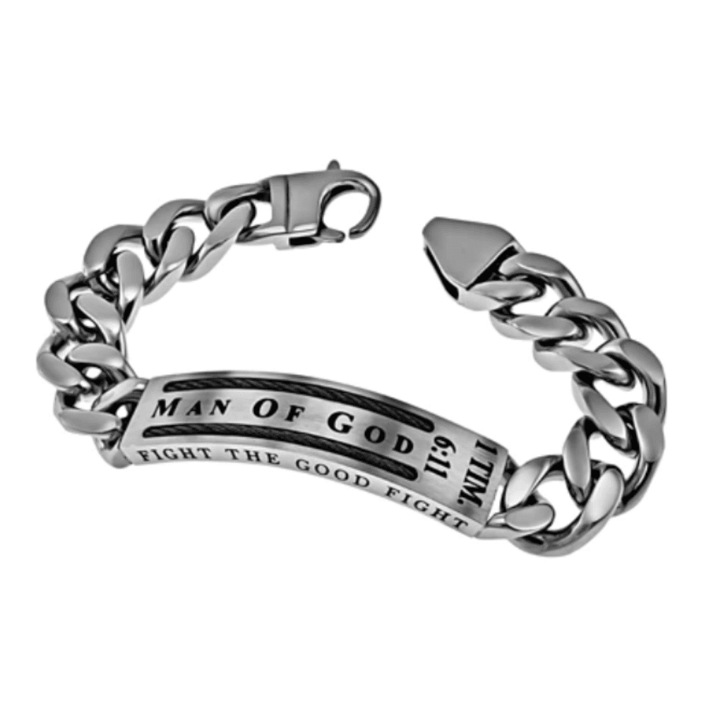 Men's cable bracelet Man of God face