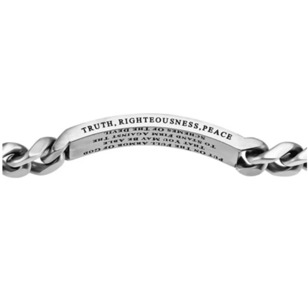 Men&#39;s silver sport bracelet Armor of God side