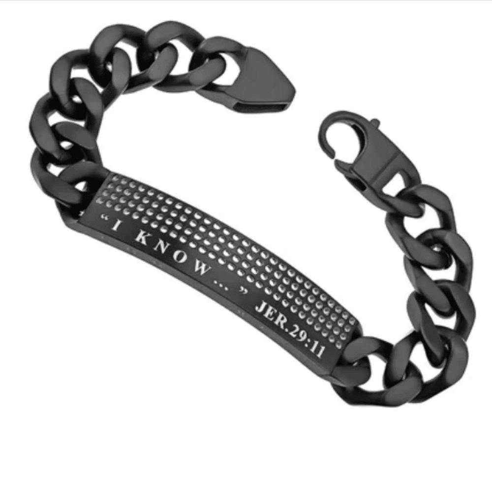 Mens sport black bracelet I Know face