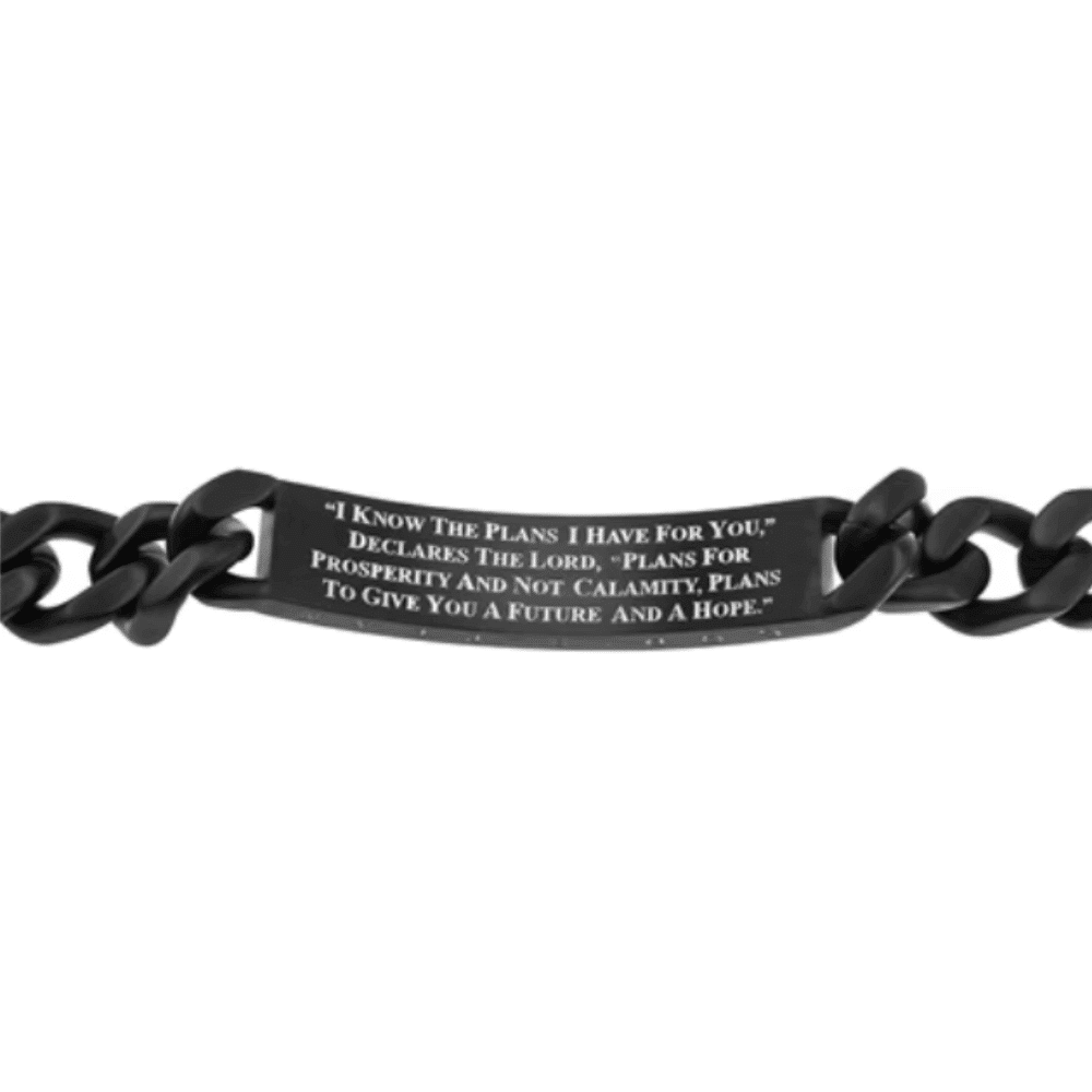 Mens sport black bracelet I know back side