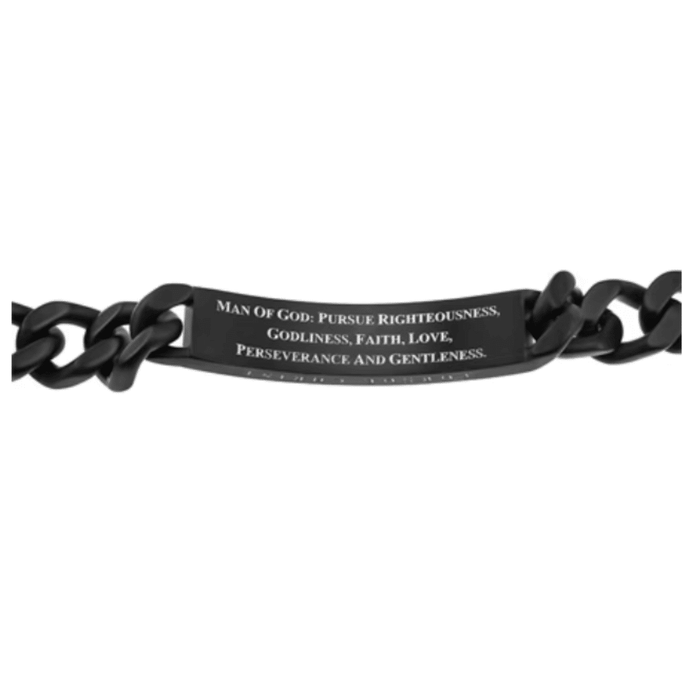 Mens sport black bracelet Man of God back side