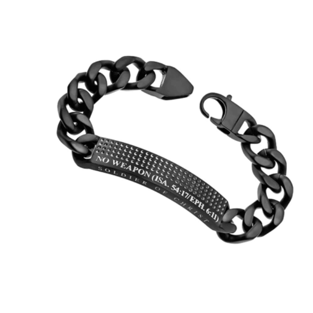 Mens sport black bracelet no weapon face