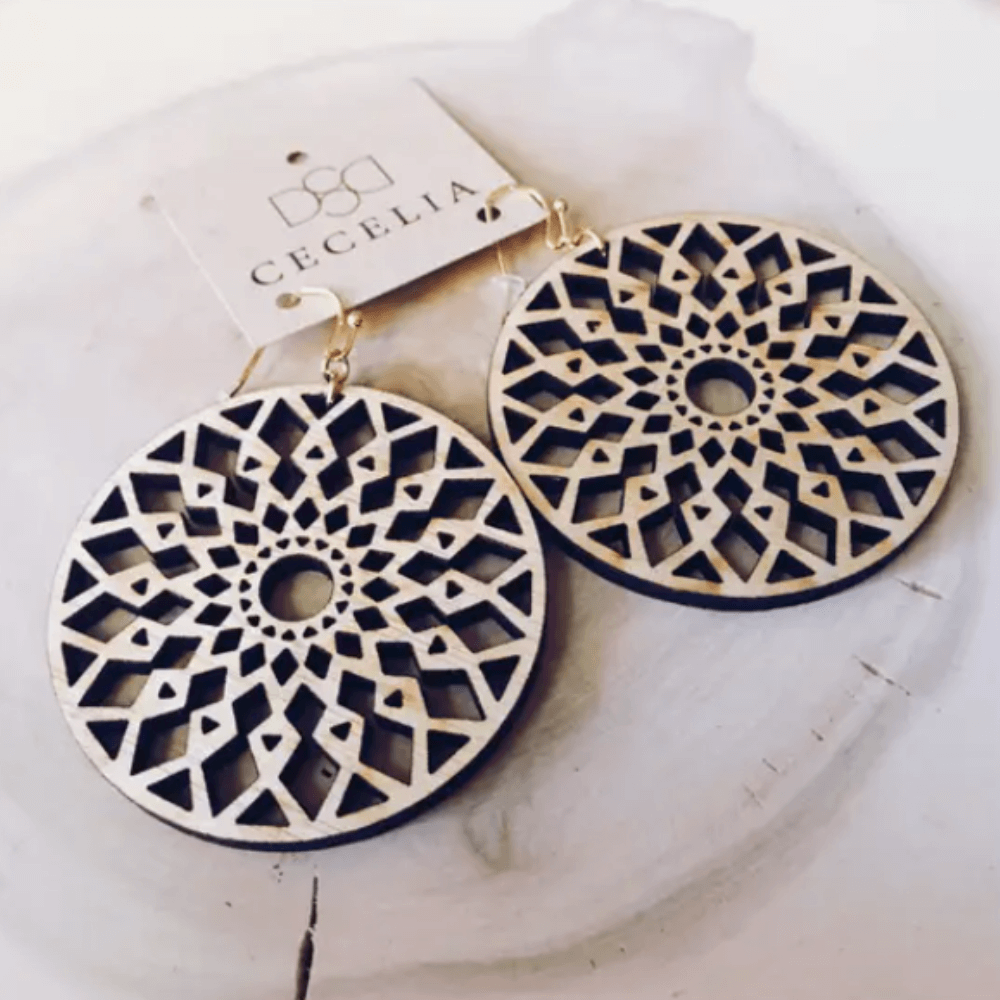 Mandala Wood earrings