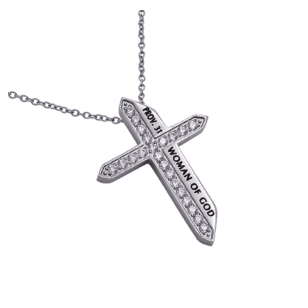 Silver Cross Necklace Woman of God