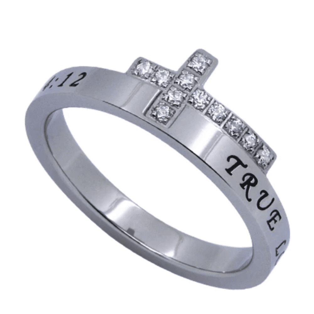 Silver Cross Ring True love waits