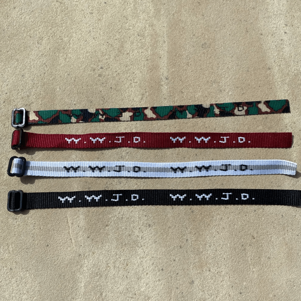 WWJD bracelet green camo maroon white and black set