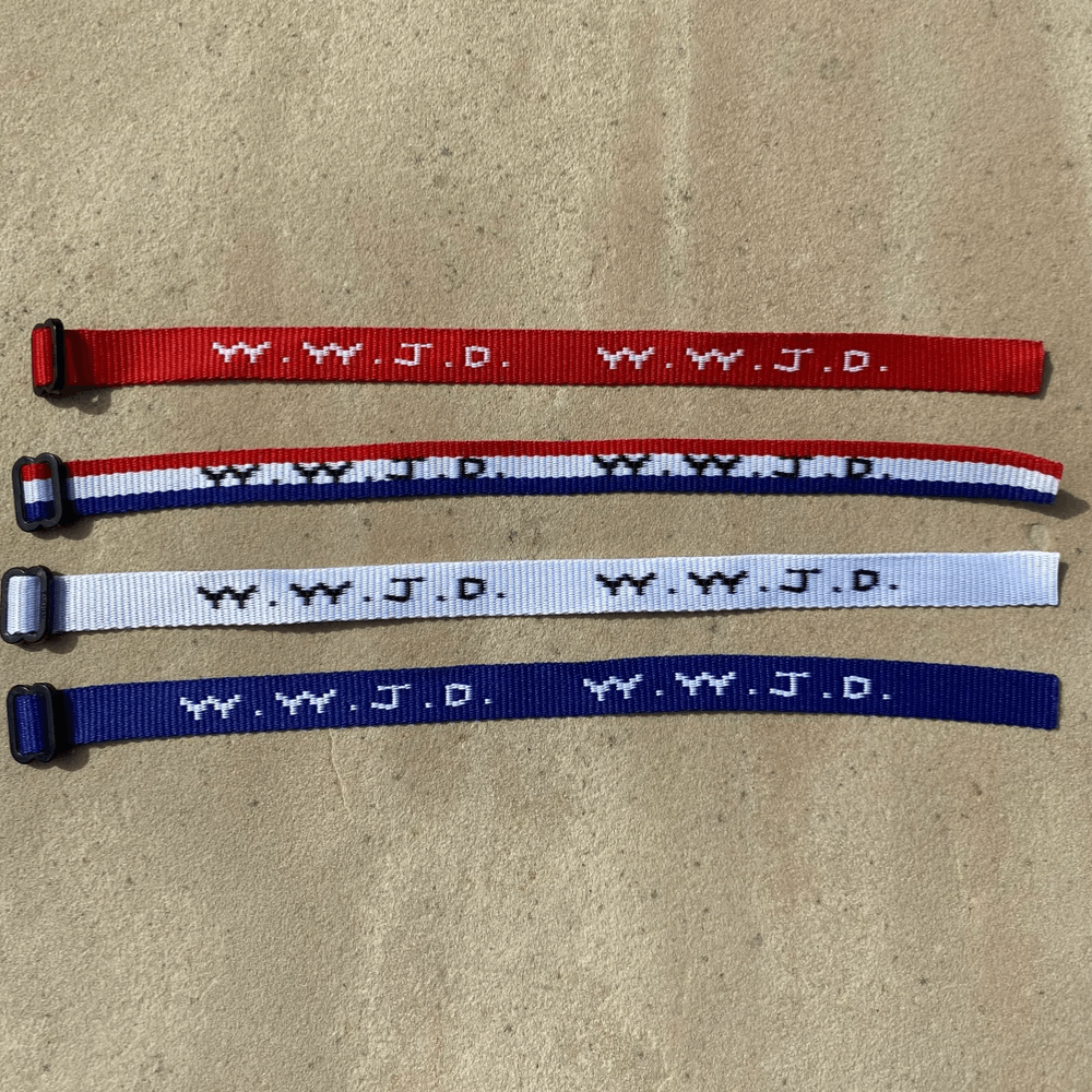 WWJD bracelets patriotic red white and blue