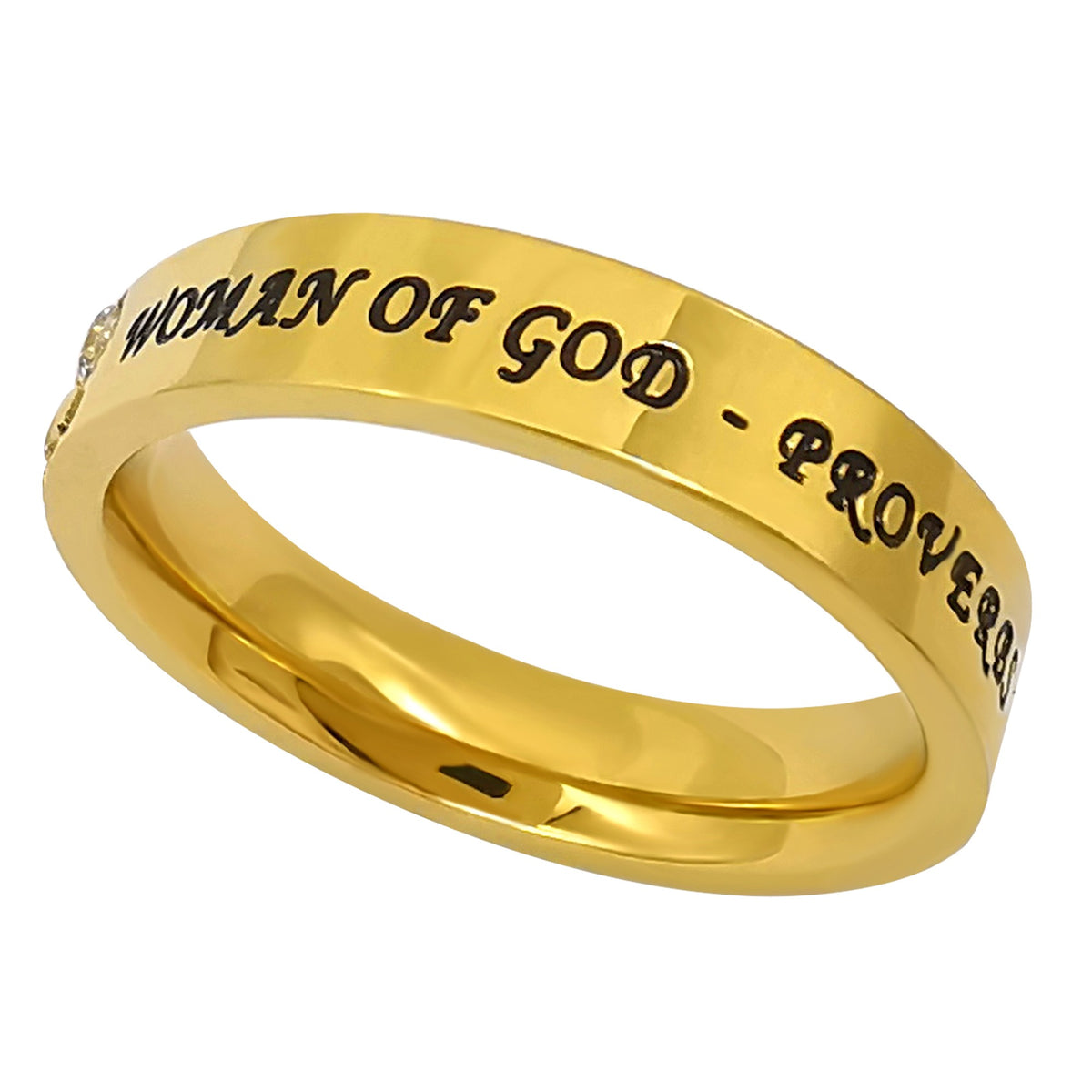 Woman of God gold ring Proverbs 31 verse