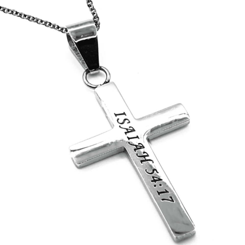 Engraved Cross necklace with Bible verse