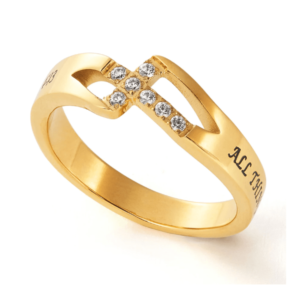 Women&#39;s Gold Cross Ring