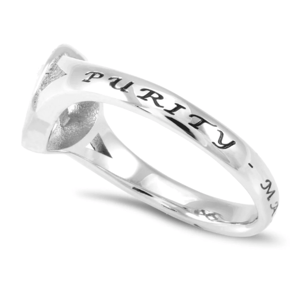 Womens Heart Cross Ring - Purity side