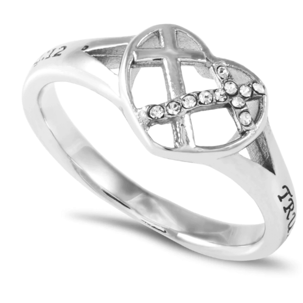 Women&#39;s Heart Cross Ring True Love Waits