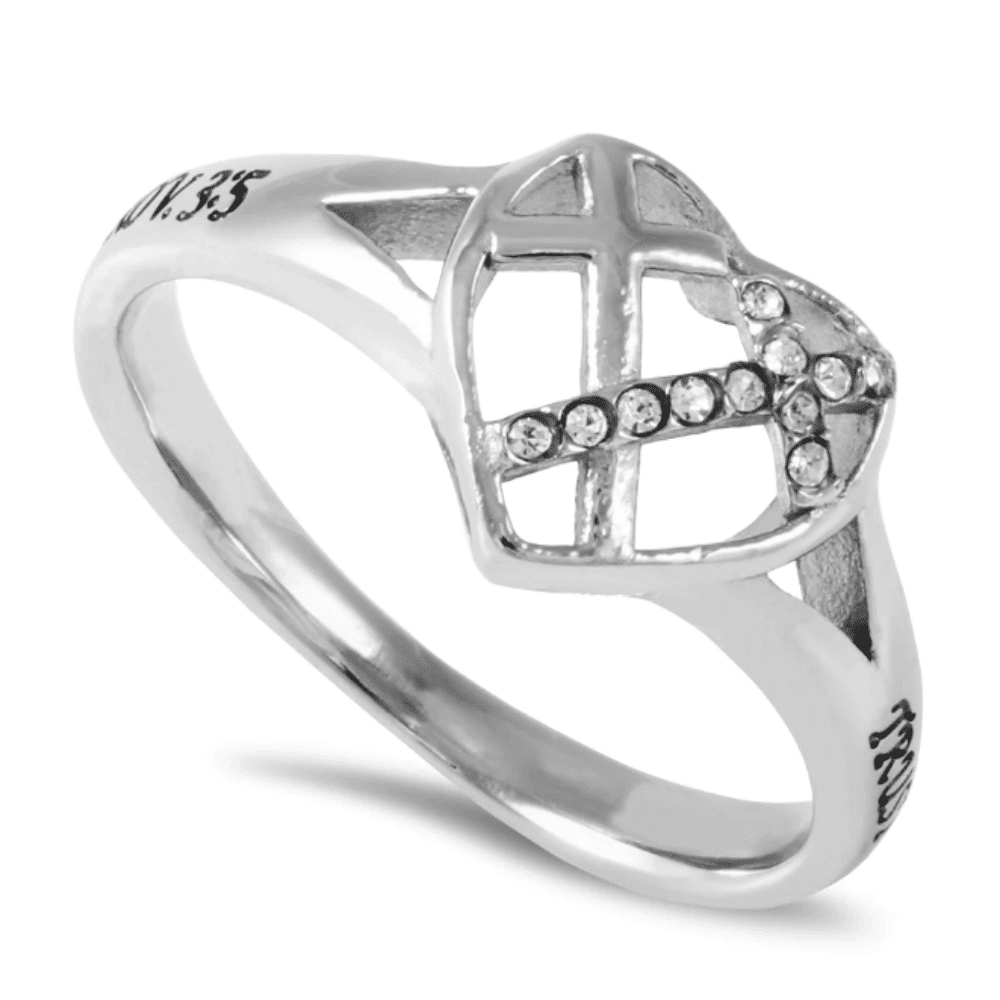 Women&#39;s Heart Cross Ring -Trust In the Lord