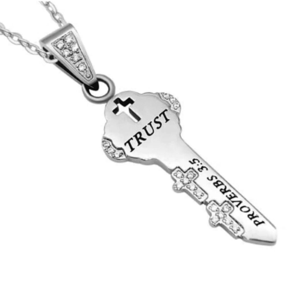 Women&#39;s engraved Proverbs 3 5 Necklace