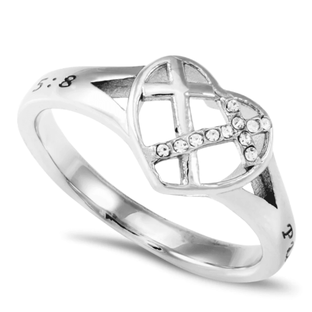 Women&#39;s heart Cross Ring Purity