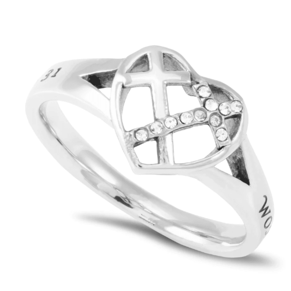 Womens heart Cross Ring - Woman of God