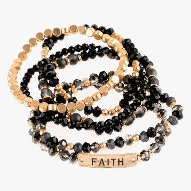 Faith stack bead bracelet black loose