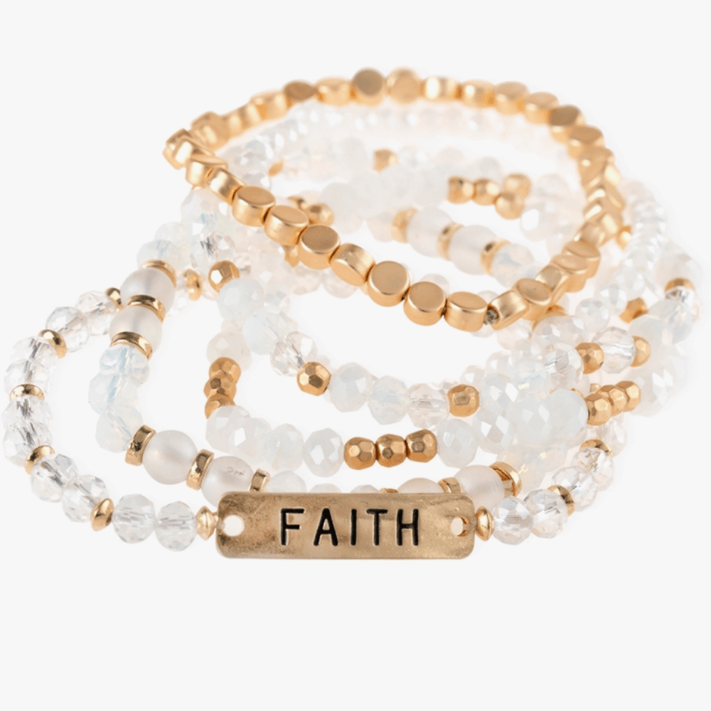 faith stack bead bracelet white separate