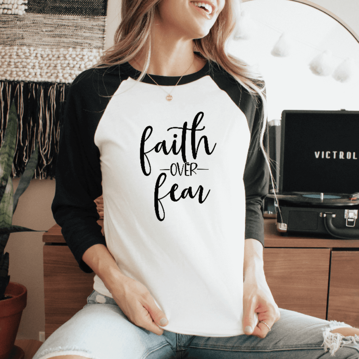 Faith over Fear Raglan Shirt