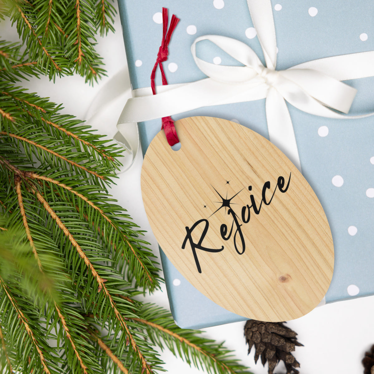 Rejoice Wood Ornament