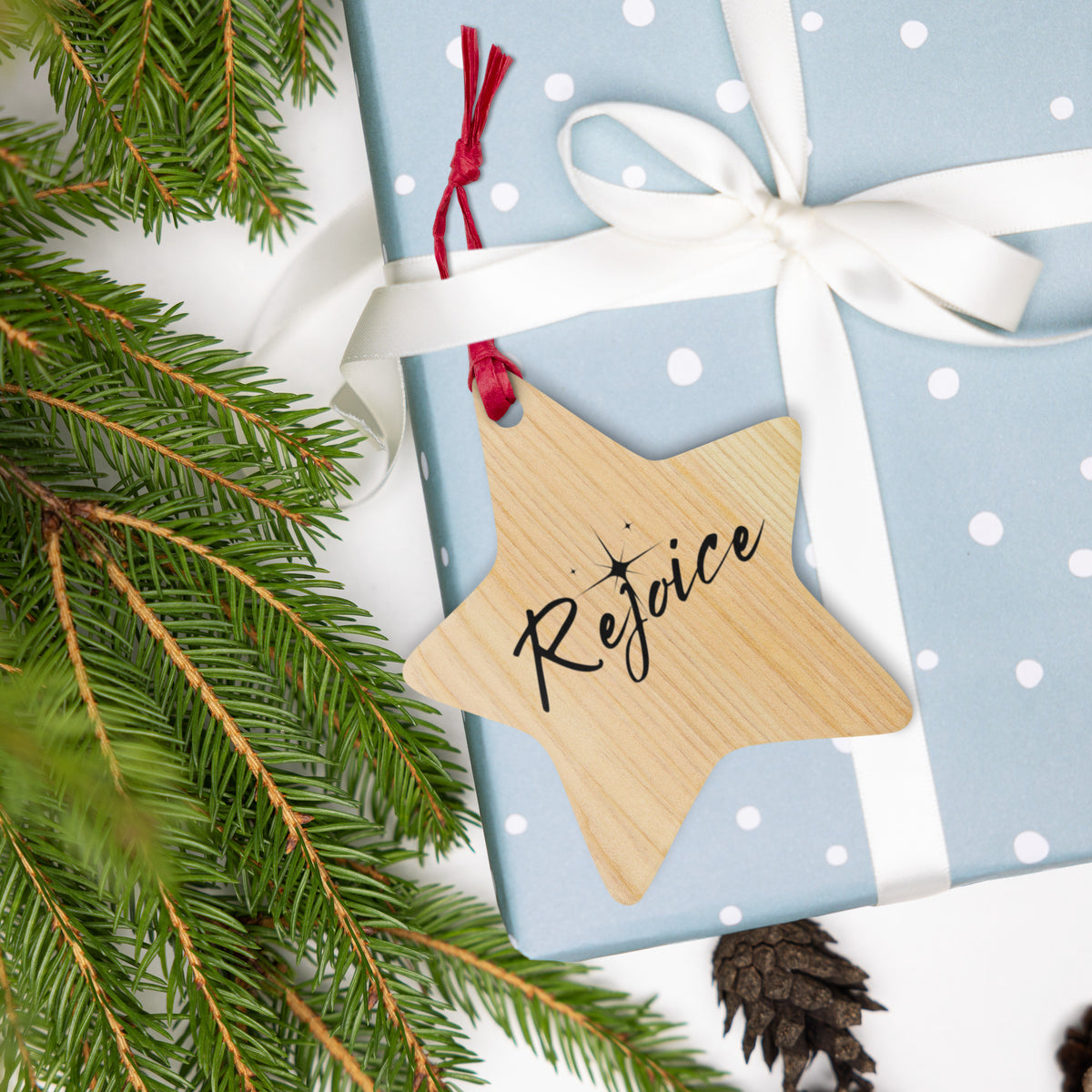 Rejoice Wood Ornament